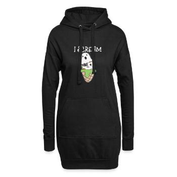 Katze Halloween Geist I Scream Eis Wortspiel - Hoodie-Kleid - Schwarz - Vorne