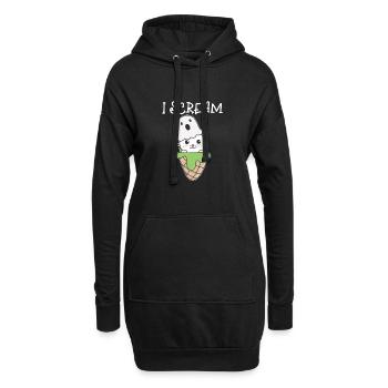 Katze Halloween Geist I Scream Eis Wortspiel - Hoodie-Kleid - Schwarz - Vorne