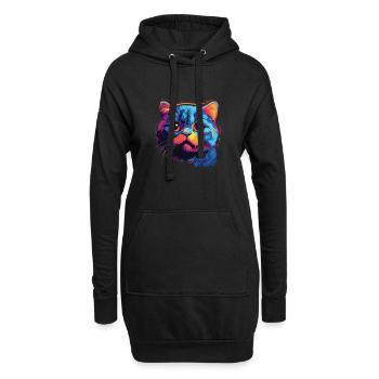 Katze Wasserfarben bunte Schottische Faltohrkatze - Hoodie-Kleid - Schwarz - Vorne