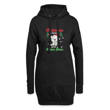 Noël, c’est mieux avec un ours polaire - Sweat-shirt à capuche long Femme - noir - Devant
