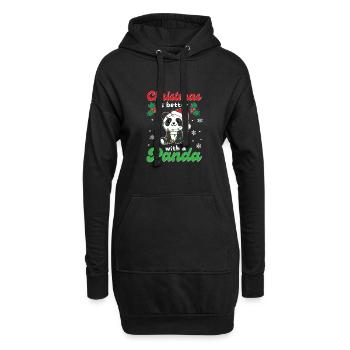 Noël, c’est mieux avec un panda - Sweat-shirt à capuche long Femme - noir - Devant