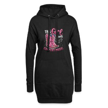 This girl loves country music Pink Cowboy Boots - Hoodie-Kleid - Schwarz - Vorne