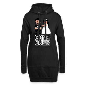 Game Over - Couple - Mariage - Pixel - Gamer - Sweat-shirt à capuche long Femme - noir - Devant