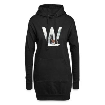 W – caractère décoratif – hiver - Sweat-shirt à capuche long Femme - noir - Devant