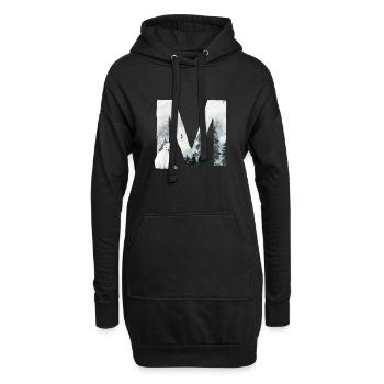M – caractère décoratif – hiver - Sweat-shirt à capuche long Femme - noir - Devant