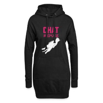 Chat M'Epuise Humour Femme Cadeau - Sweat-shirt à capuche long Femme - noir - Devant