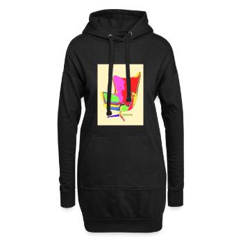 Pop Art - Hoodie-Kleid - Schwarz - Vorne