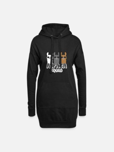Alpaca Squad Alpaka Lama Haustier Tire Geschenk - Hoodie-Kleid - Schwarz