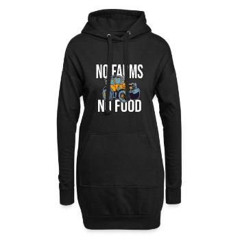 no farms no food - Sweat-shirt à capuche long Femme - noir - Devant