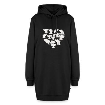 Herz Elefant - Hoodie-Kleid - Schwarz - Vorne