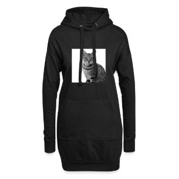 weiße Katze Katze weiß Katzen Geschenk - Hoodie-Kleid - Schwarz - Vorne