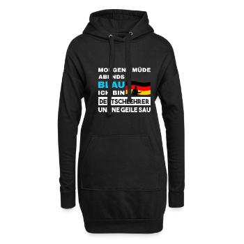 Morgens Müde Abends Blau Deutschlehrer - Hoodie-Kleid - Schwarz - Vorne
