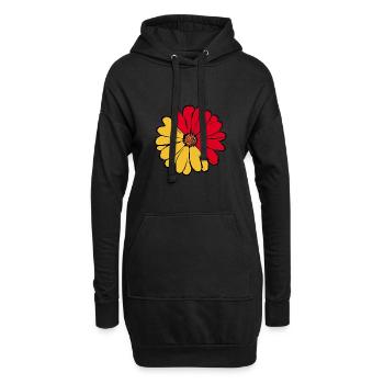 Motif Fleur Années 70 - Sweat-shirt à capuche long Femme - noir - Devant