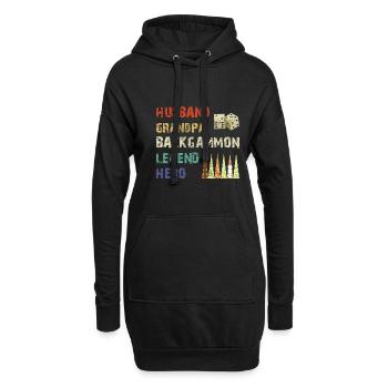 Backgammon Spiel - Hoodie-Kleid - Schwarz - Vorne