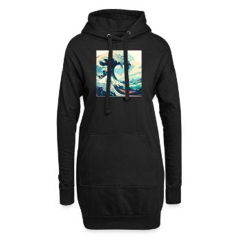 Vague de kanagawa, vague, illustration, Japon - Sweat-shirt à capuche long Femme - noir - Devant