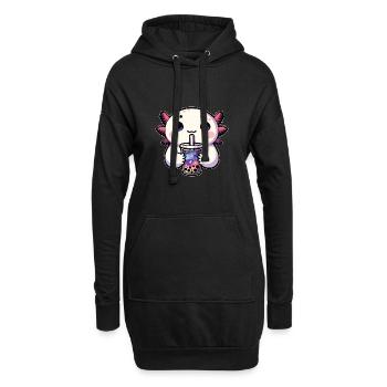 Axolotls trinken Bubble Tea Galaxie Boba Axolotl - Hoodie-Kleid - Schwarz - Vorne