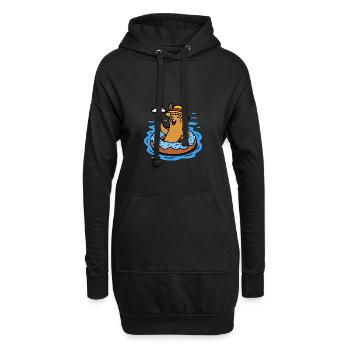 Alpaka mit Donut Schwimmring Lustige Tiere Kinder - Hoodie-Kleid - Schwarz - Vorne