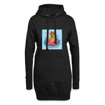 Süßes Alpaka Comic - Hoodie-Kleid - Schwarz - Vorne