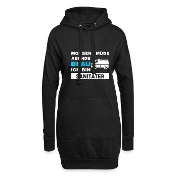 Morgens Müde Abends Blau Sanitäter - Hoodie-Kleid - Schwarz - Vorne