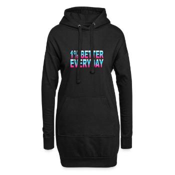 1% better every day - Hoodie-Kleid - Schwarz - Vorne