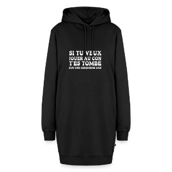 si tu veux jouer au con - Sweat-shirt à capuche long Femme - noir - Devant