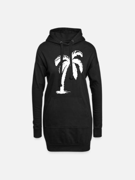 Pop Art | Palme - Hoodie-Kleid - Schwarz