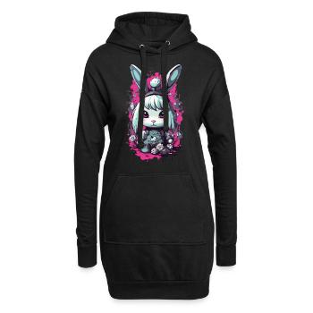 Goth Bunny Kawaii Pastel gothique Design - Sweat-shirt à capuche long Femme - noir - Devant