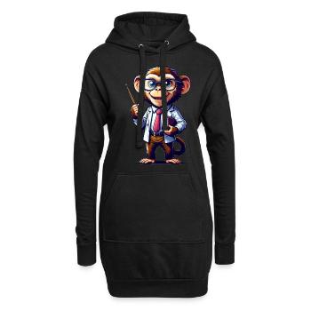 Cute Monkey Teacher - Hoodie-Kleid - Schwarz - Vorne