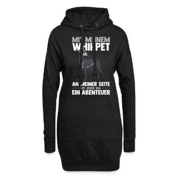 Hund Whippet - Hoodie-Kleid - Schwarz - Vorne