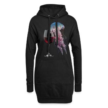 Quallen Wein - Hoodie-Kleid - Schwarz - Vorne