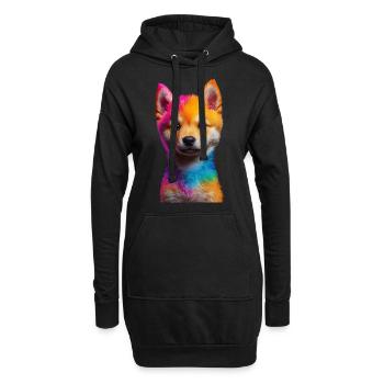 Shiba Inu - Hoodie-Kleid - Schwarz - Vorne