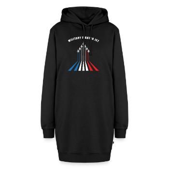 Kampfflugzeug - militärischer Kampfjet - Hoodie-Kleid - Schwarz - Vorne