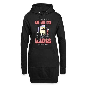 Idiot Ironie Humour Noir - Sweat-shirt à capuche long Femme - noir - Devant