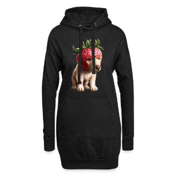 Chien fraise - Sweat-shirt à capuche long Femme - noir - Devant