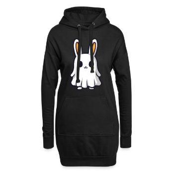 Lapin Halloween Bande dessinée Fantôme - Sweat-shirt à capuche long Femme - noir - Devant