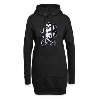 Lustiger Pinguin auf Laufrad Skurriles Fahrrad - Hoodie-Kleid - Schwarz - Vorne