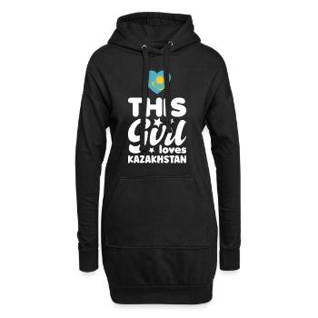 Drapeau du Kazakhstan Drapeau du Kazakhstan - Sweat-shirt à capuche long Femme - noir - Devant