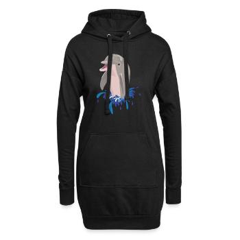 Éclaboussures de plage de mer de dauphin - Sweat-shirt à capuche long Femme - noir - Devant