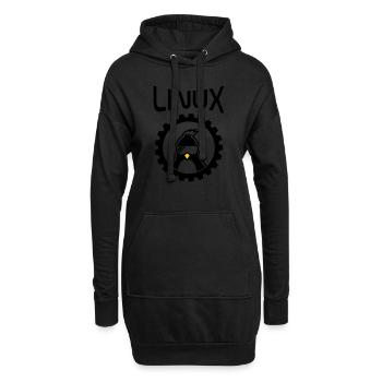 roue linux - Sweat-shirt à capuche long Femme - noir - Devant