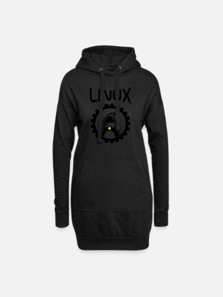 linux wheel - Hoodie-Kleid - Schwarz