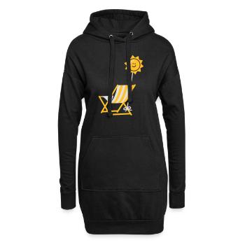 Liegestuhl - Sonne - chillen - Sommer - Urlaub -2C - Hoodie-Kleid - Schwarz - Vorne
