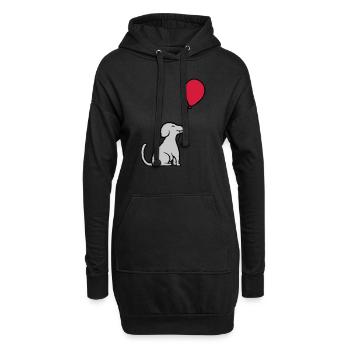 Luftballon Hund cool sitzend - Hoodie-Kleid - Schwarz - Vorne