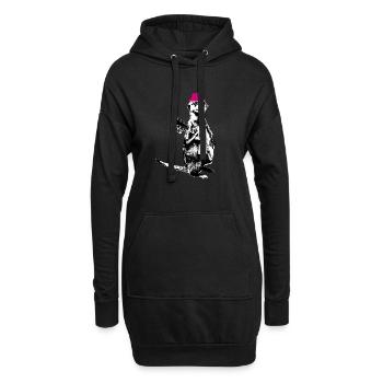 Suricate Guitariste Blanc BG Magenta Hat - Sweat-shirt à capuche long Femme - noir - Devant
