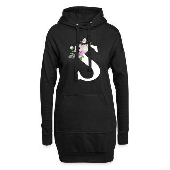Lila Blumenbuchstabe S - Hoodie-Kleid - Schwarz - Vorne