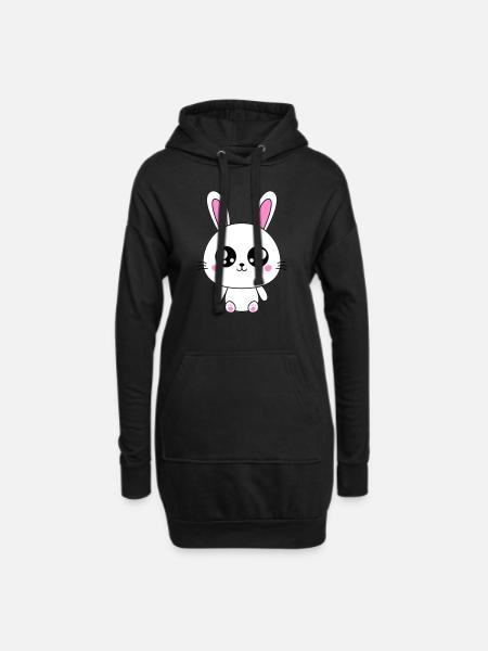 Cute Rabbit - Hoodie Dress - black