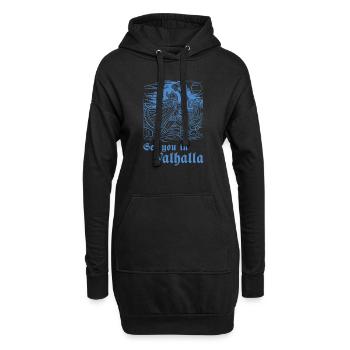 Gravure sur bois Viking 07 2024 02 - Sweat-shirt à capuche long Femme - noir - Devant