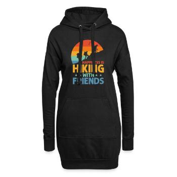 Le bonheur, c’est de faire de la randonnée avec des amis randonneur en montagne - Sweat-shirt à capuche long Femme - noir - Devant