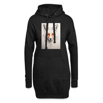 Geometric Fox - Hoodie Dress - black - Front