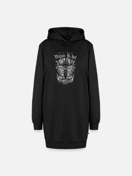 Vegan Rebel White Edition - Hoodie-Kleid - Schwarz