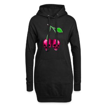 Skull Kirsche Pink - Hoodie-Kleid - Schwarz - Vorne